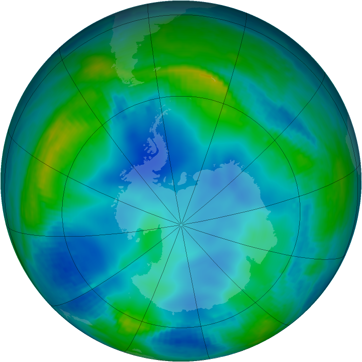 Antarctic ozone map for 30 May 2000